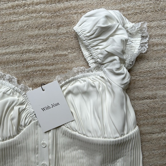 NWT With Jean Remi Milkmaid Top Off Shoulder Crop Top White Size Large - Picture 9 of 16